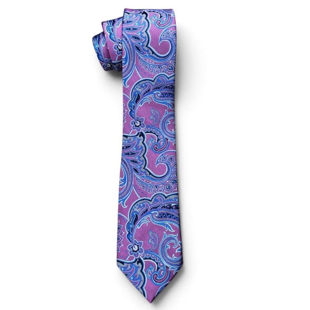NWT Ted Baker London 100% Silk Tie Made in Italy Pink Blue Paisley Necktie